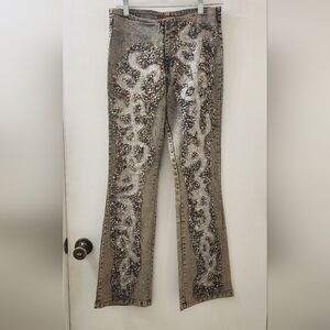 Ocean Hellon Italy Embellished Women's Jeans, Size 42, Cotton.